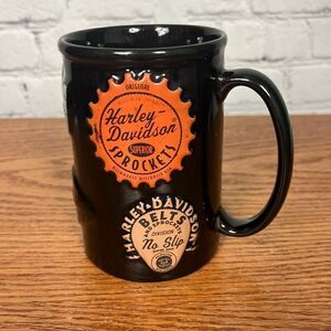 Harley-Davidson 3-D coffee mug has Signs for parts, rustic look xtra tall